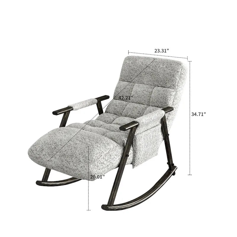 Modern Classic Fabric Upholstered Rocking Chair with Storage Pocket