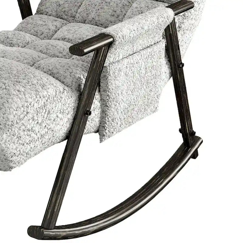 Modern Classic Fabric Upholstered Rocking Chair with Storage Pocket