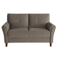 Brown Velvet Upholstery 1Pc Comfort Loveseat Plush Seatbacks Tufted Detail Solid Wood Frame Modern Living Room Furniture
