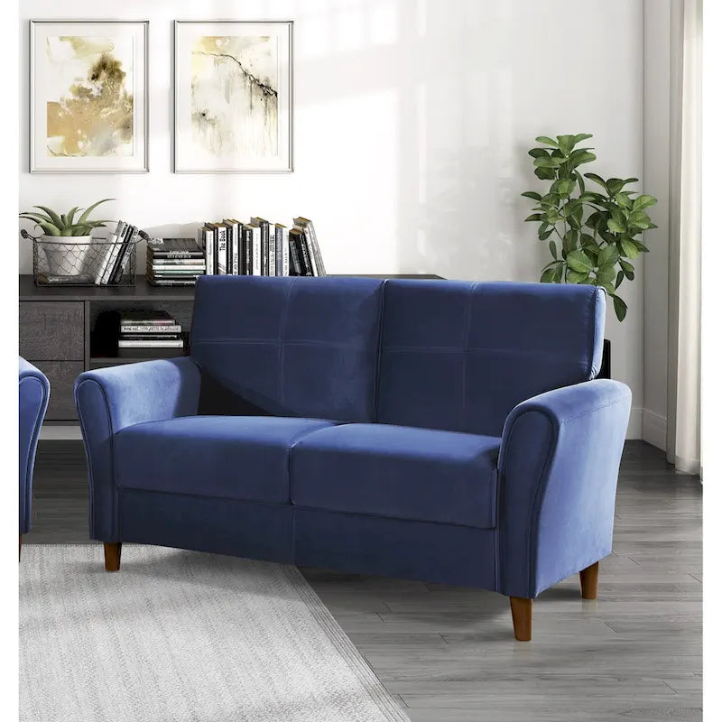 Brown Velvet Upholstery 1Pc Comfort Loveseat Plush Seatbacks Tufted Detail Solid Wood Frame Modern Living Room Furniture