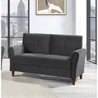Brown Velvet Upholstery 1Pc Comfort Loveseat Plush Seatbacks Tufted Detail Solid Wood Frame Modern Living Room Furniture