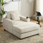 Oversized Chaise Lounger Modern Sofa Couch with Pillows, Charge Station & Cup Holders