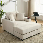 Oversized Chaise Lounger Modern Sofa Couch with Pillows, Charge Station & Cup Holders