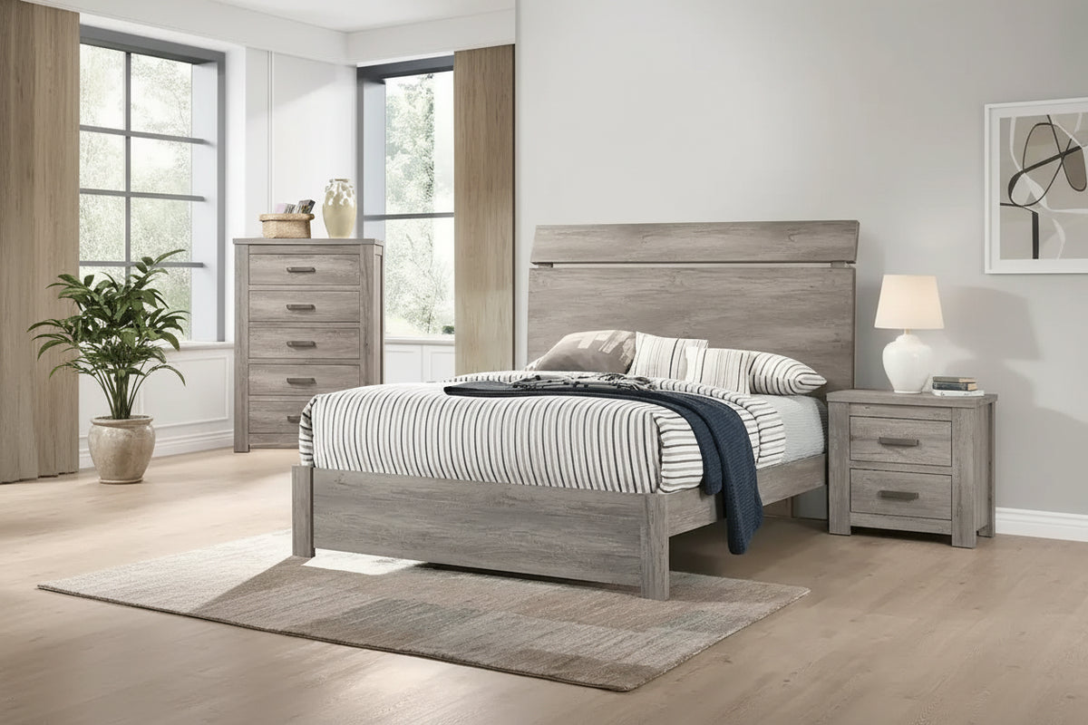 Wood Grain Surface Bed, Weathered Grey