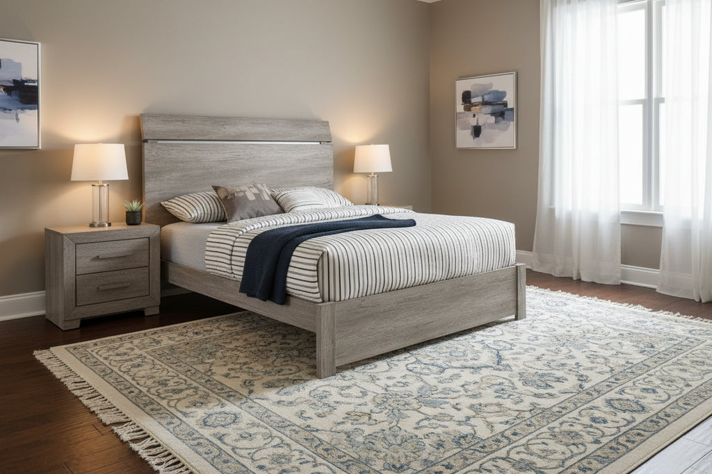 Wood Grain Surface Bed, Weathered Grey