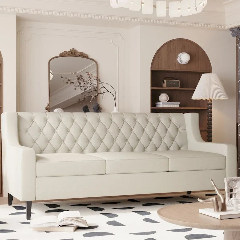 Mid Century Modern Button Tufted Backrest Foam Couches