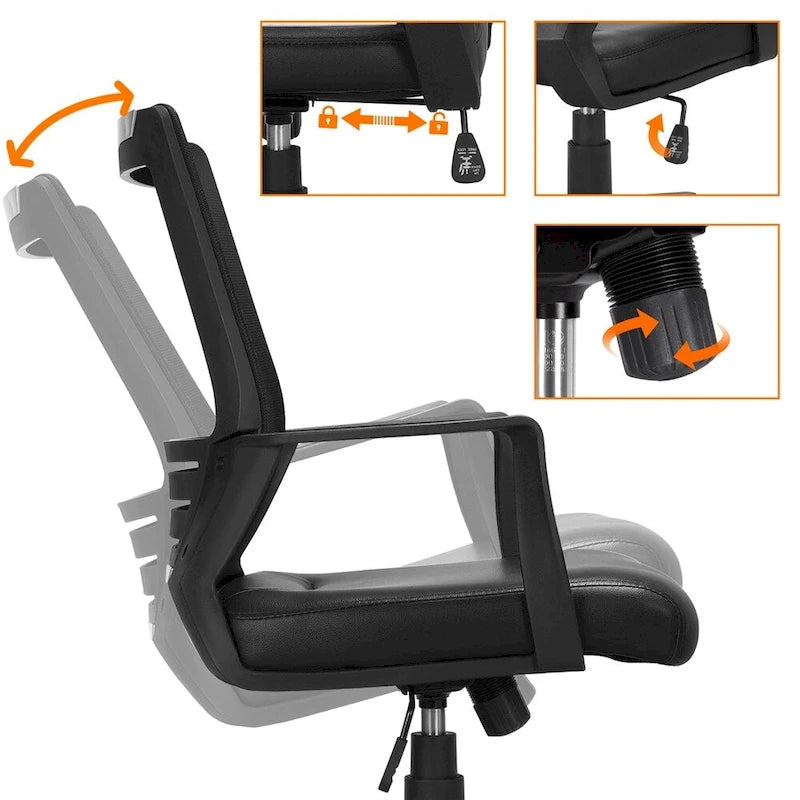 Regulowany ergonomiczny fotel biurowy siatkowy z podparciem lędźwiowym