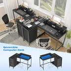 L Shaped Desk with Power Outlets & LED Lights