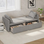 Modern Upholstered Chaise Lounger Daybed Small Single Daybed with 2 Drawers, No Mattress Needed